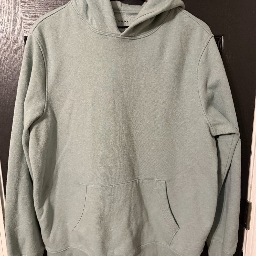 Mens Sonoma Heavy Weight Sweatshirt Hoodie Seafoam Green Blue Extra Large
